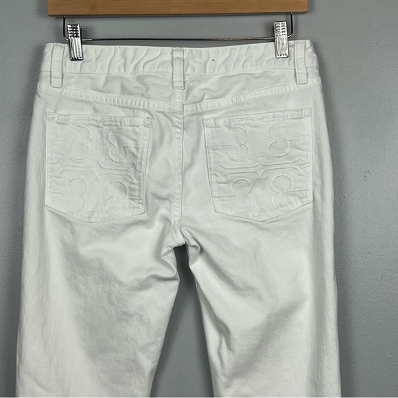 Tory Burch white Super Skinny denim embroidered pocket jeans, size 27. - Picture 4 of 11